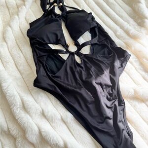 Honey Birdette Black Swimsuit with Gold Accents